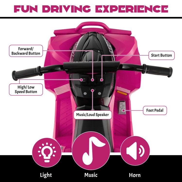 12V Battery Powered Ride on ATV Electric 4-Wheeler Driving Children Car Toy Kids