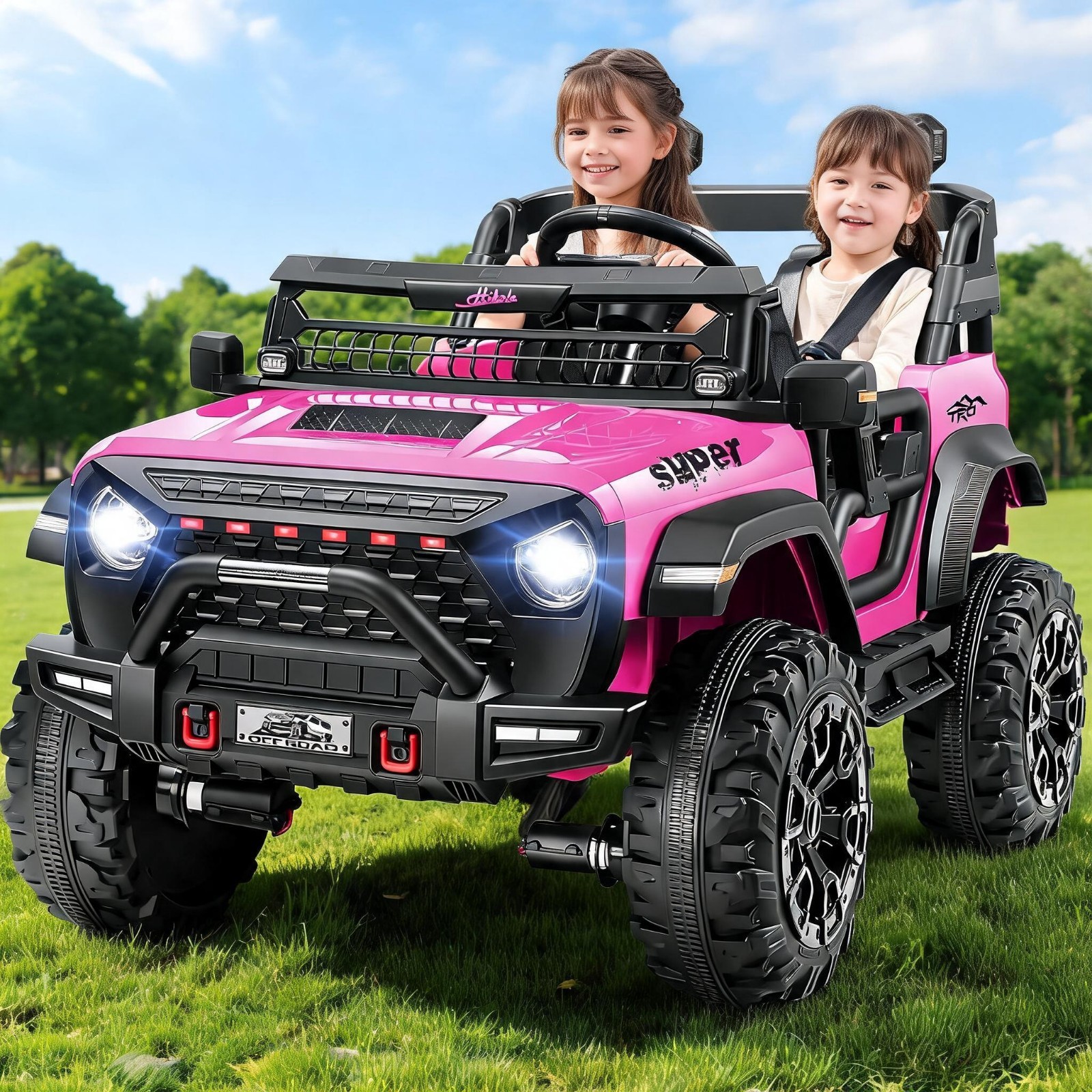 2 Seater Kids Electric Car 24V Ride on Toy 4WD Battery Power Wheel Truck w/Remot