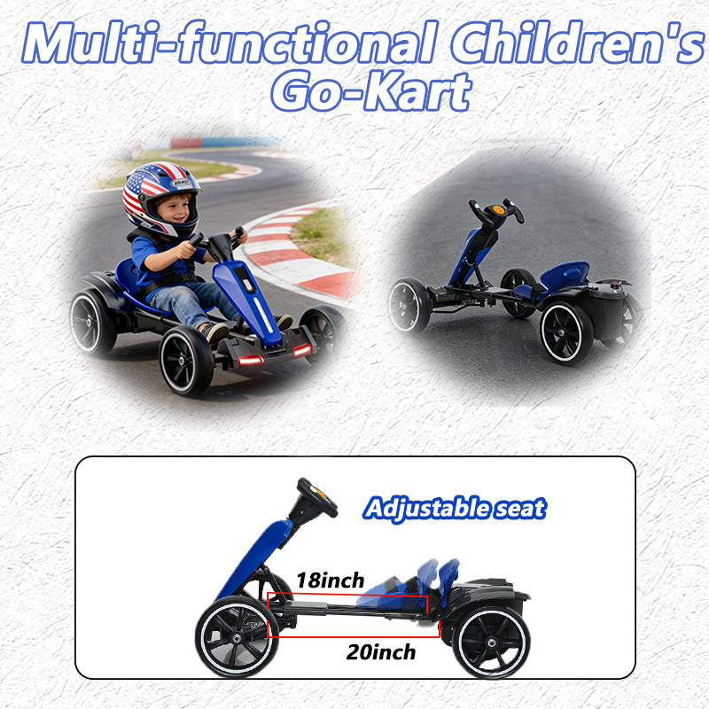 12V Kids Go Kart Electric Ride on Toy Adjustable Seat for Boys Girls 3-6 Years