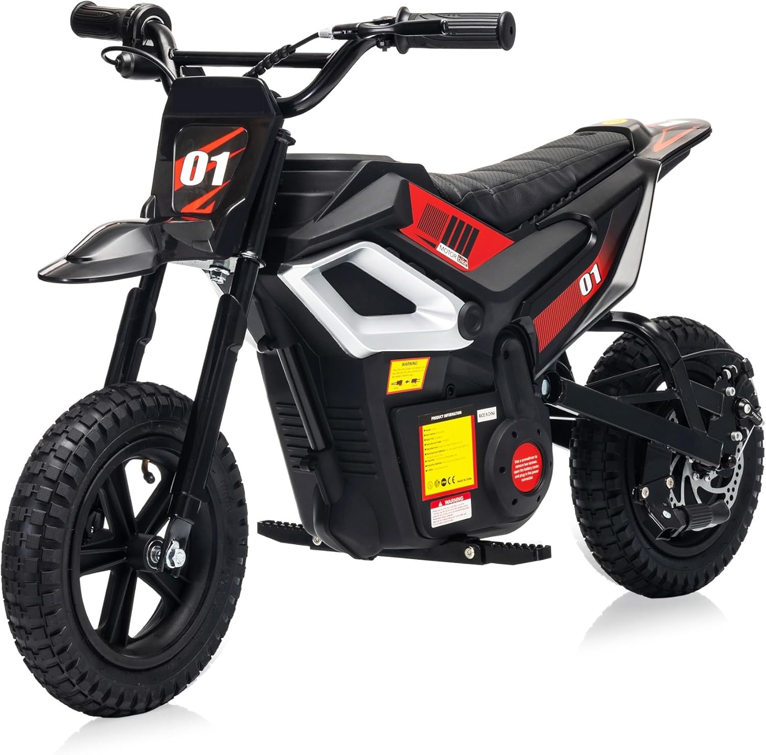 350W 24V Kids Electric Dirt Bike Motorcycle, Rear Suspension, Music & Bluetooth