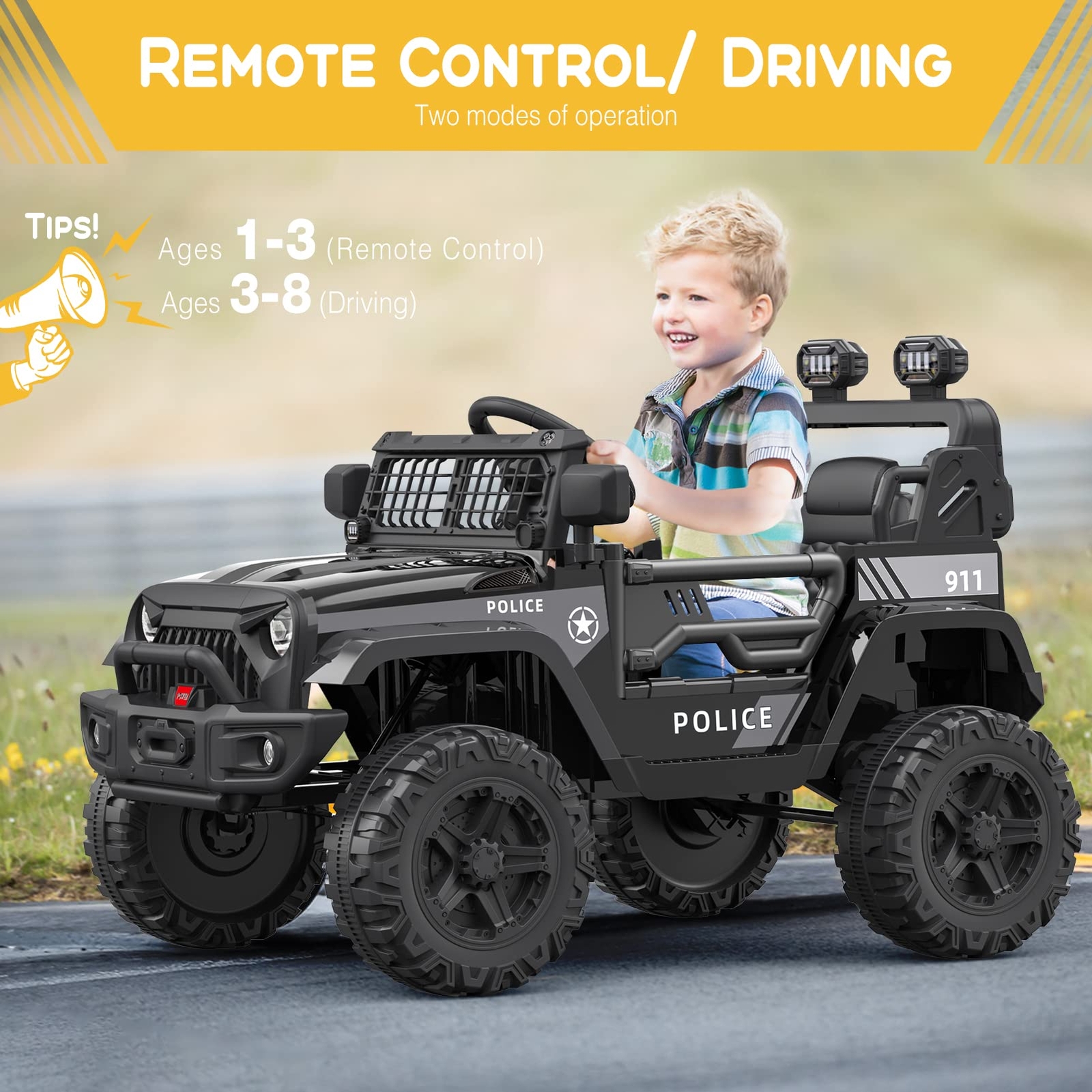 Ride on Truck Car 12V Kids Electric Vehicles w/ Remote Control Spring Suspension