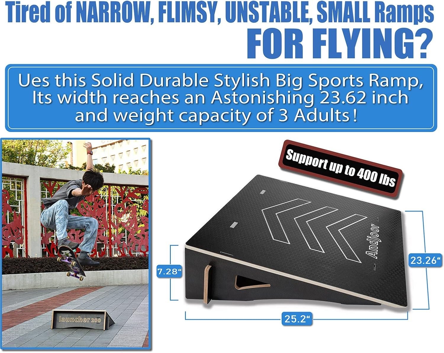 Kids Jumping Ramp for Skateboard, Bike, Scooter, BMX, RC Car and Dirt Bike, 2…