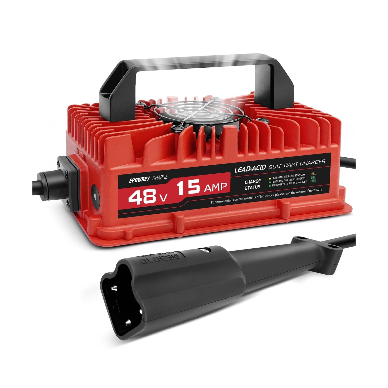 EPOWREY 15 Amp 48 Volt Golf Cart Battery Charger for Yamaha G29 with 3-Pin Le…