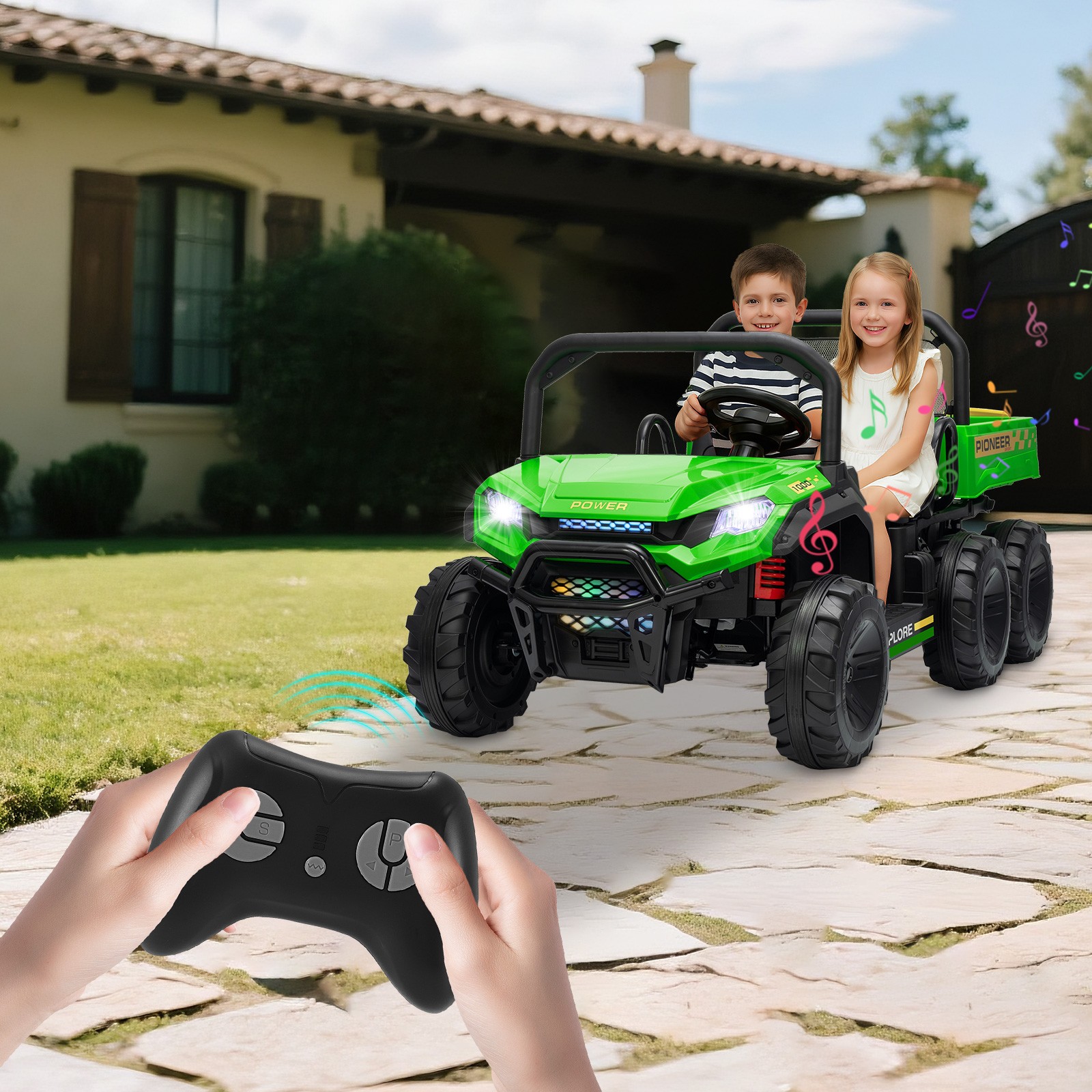 Kids Ride on Car 24V Electric Dump Truck 4WD 6 Wheeler Off-road UTV w/Remote LED