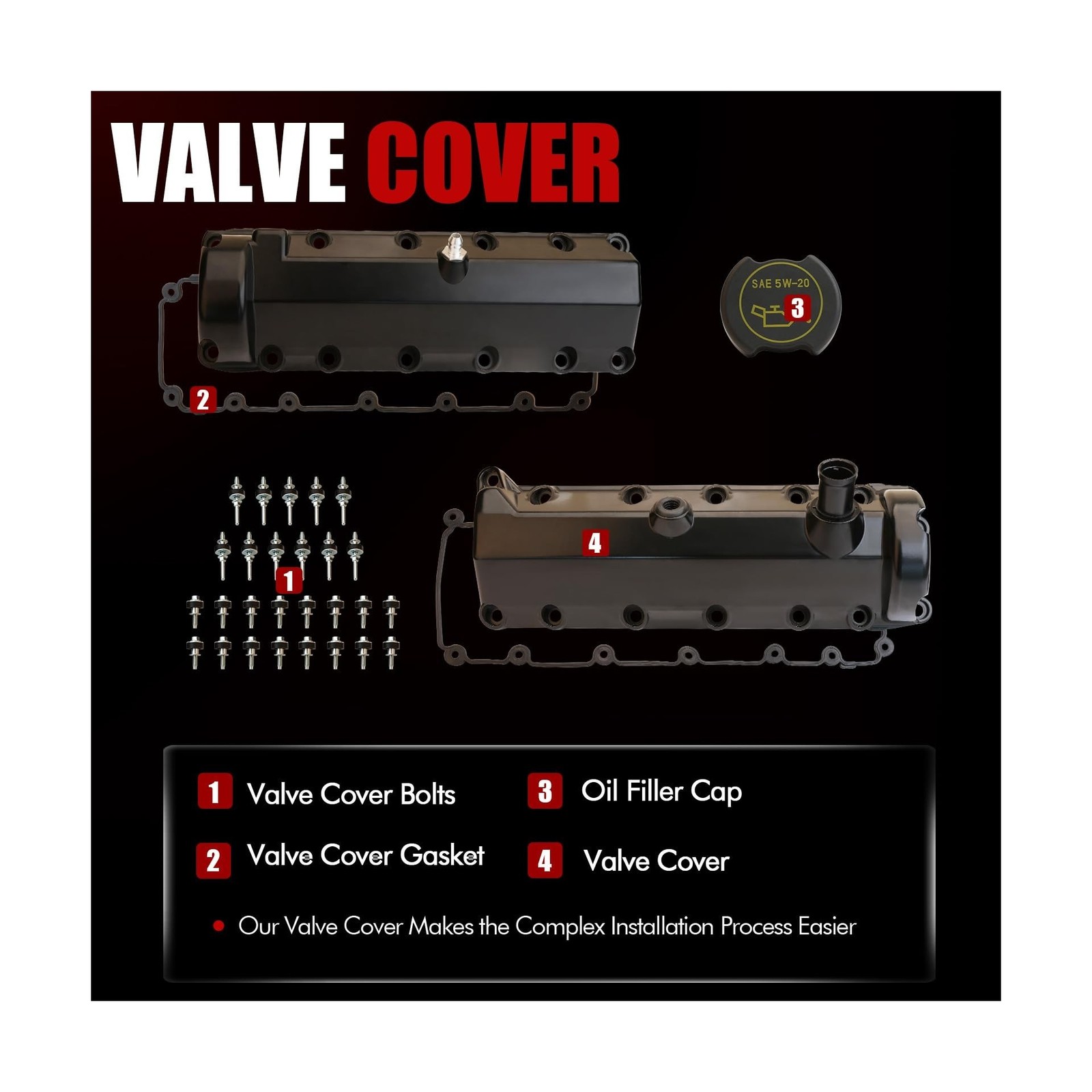 MITZONE Aluminum Engine Valve Cover Set Compatible with 1997-2004 Ford E-150 …