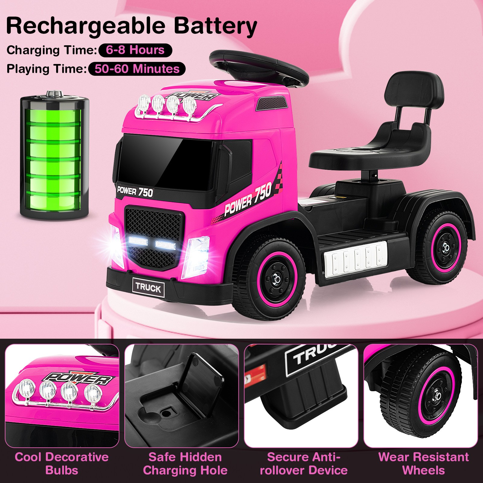 6V Kids Ride-on Truck 2-in-1 Toddler Electric Car for Boys & Girls Birthday Gift