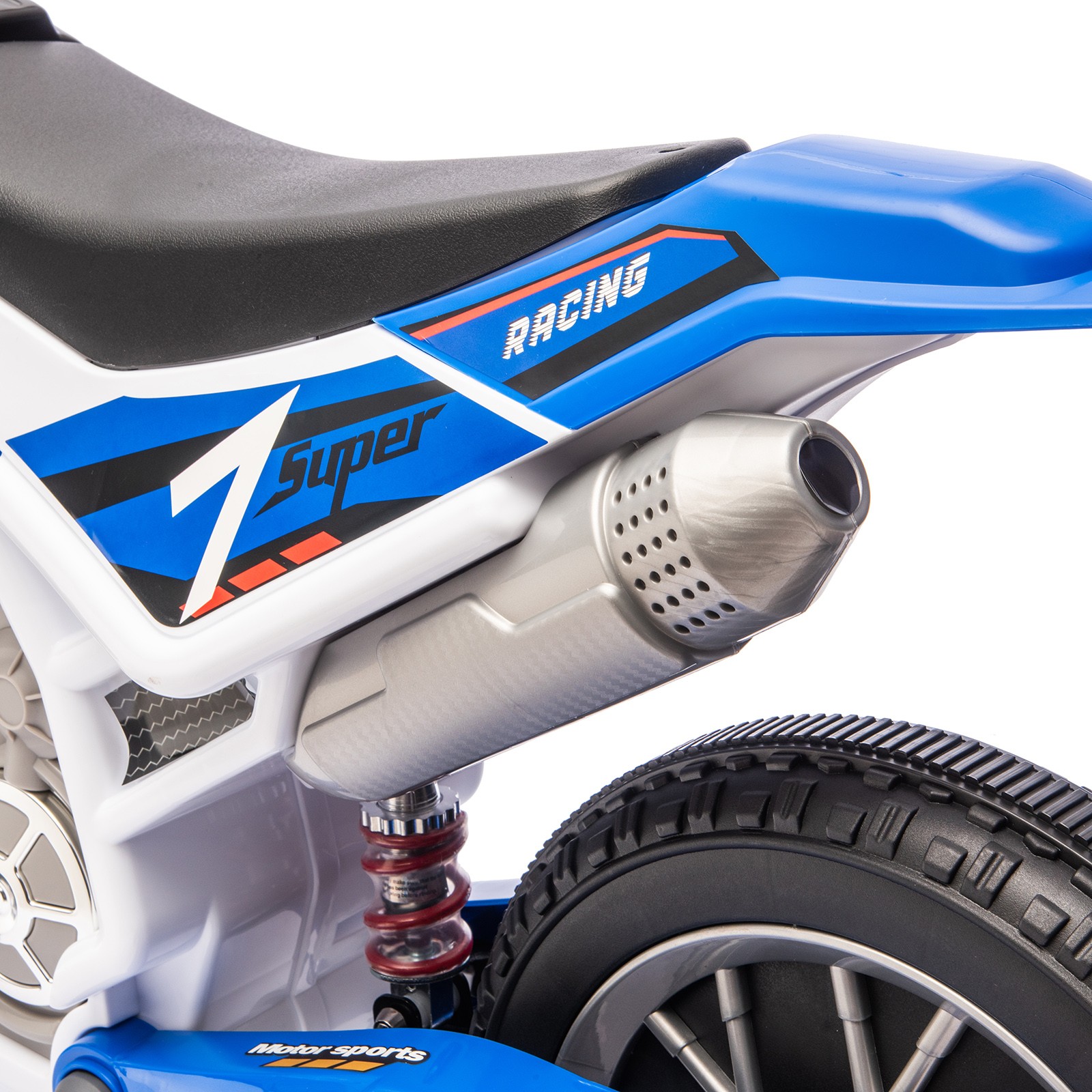 12V Kids Ride On Motorbike Motorcycle Dirt Bike with Music,Training Wheels Blue