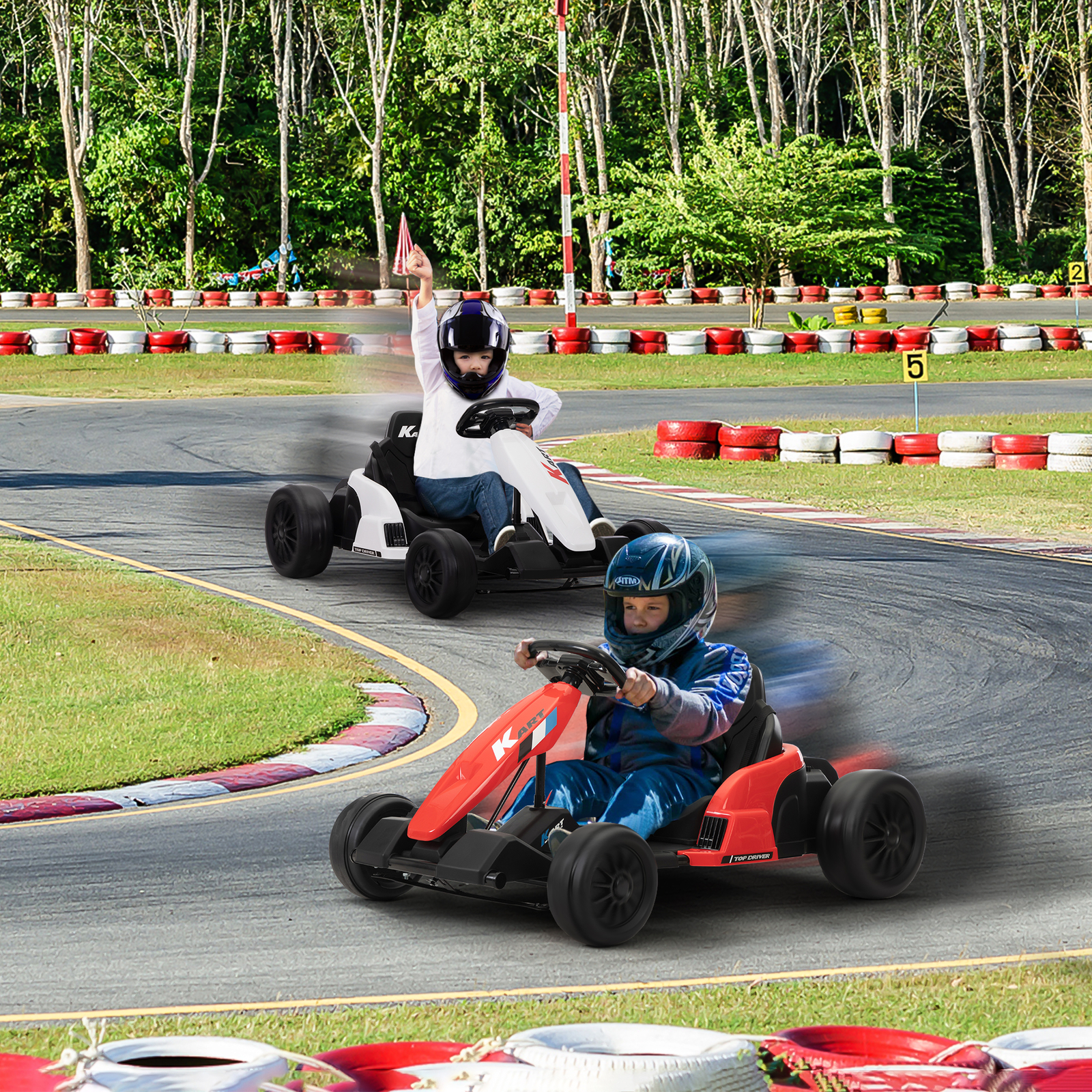 TOBBI 24V Kids Go-Kart Electric Power Ride On Toy Vehicle for Kids Aged 4-16