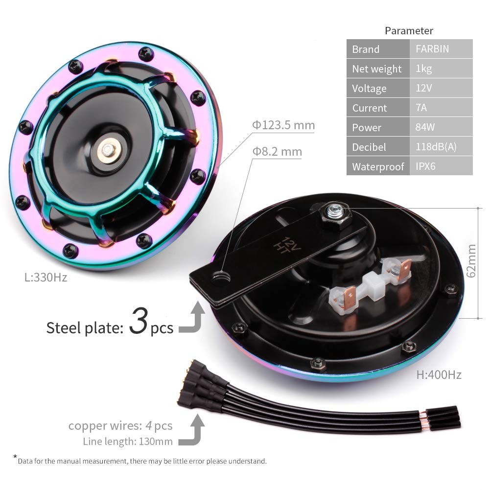 FARBIN Car Horn 12v Super Loud High Tone/Low Tone Twin Horn Kit Electric Horn…