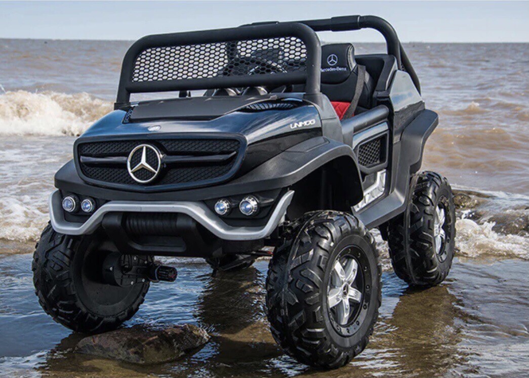 24v ride on Mercedes-Benz Unimog 4×4 Black UTV.
