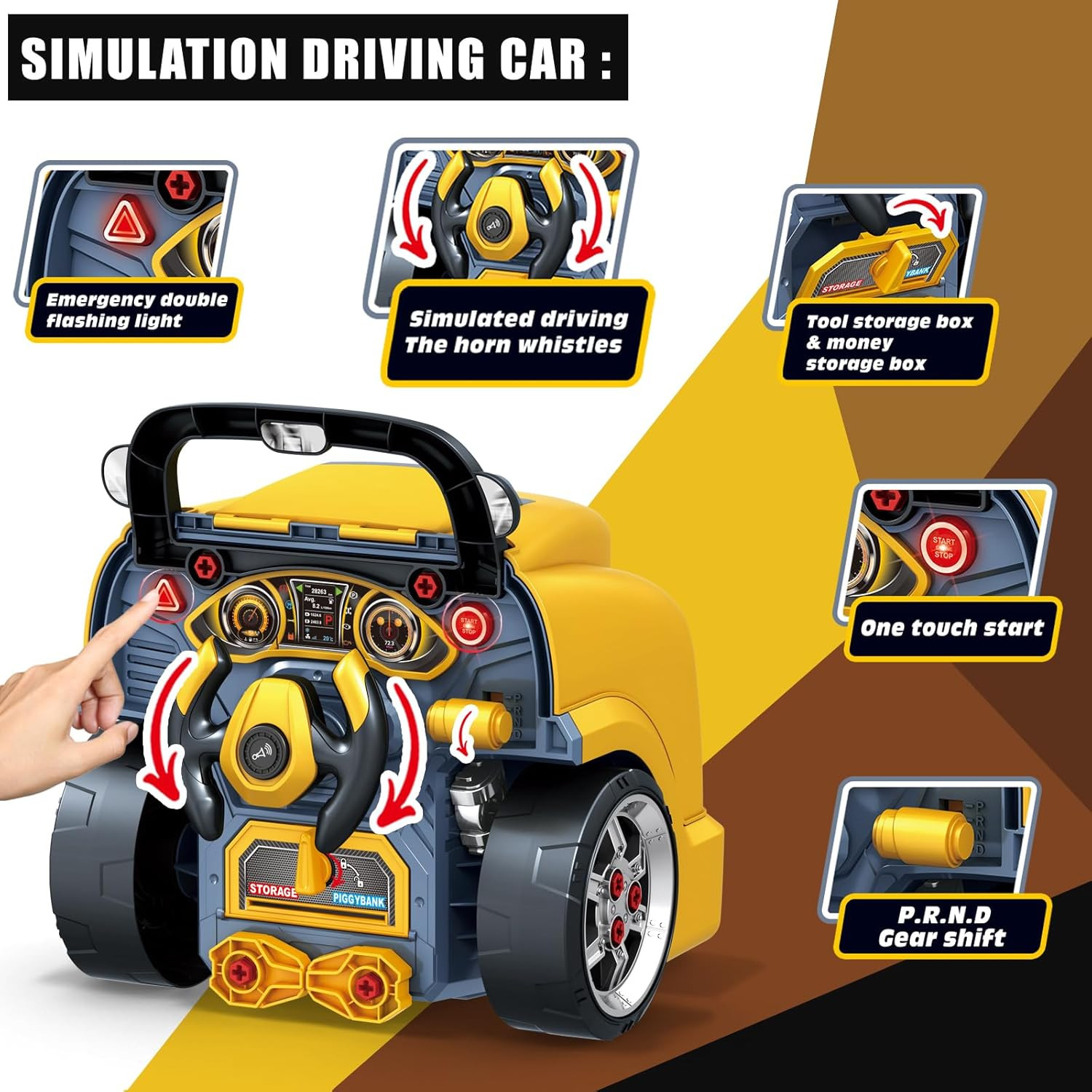 Large Truck Engine Toy for Kids 3-5, Take Apart Motor Vehicle Pretend Play Car w