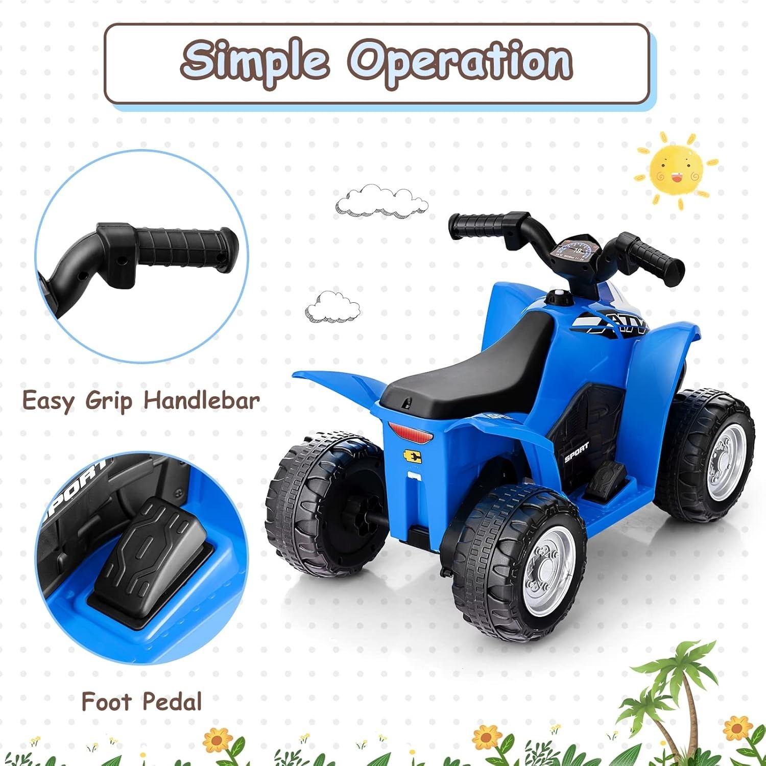 Kids 4-Wheeler Toy ATV with LED Lights – Safe & Exciting Ride On Experience