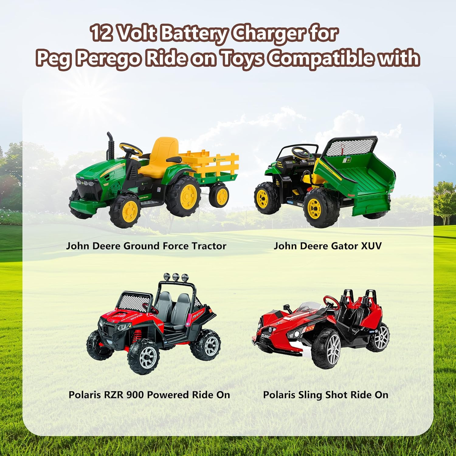 12 Volt Power Wheels Charger Compatible with Peg Perego 12 Volt Battery for John