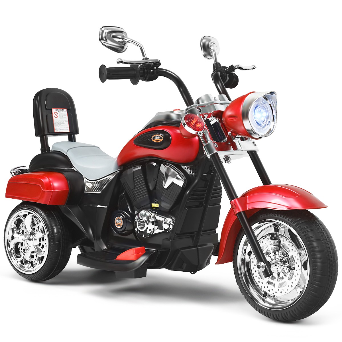 Honeyjoy 6V Kids Ride On Chopper Motorcycle 3Wheel Trike w/ Headlight & Horn Red