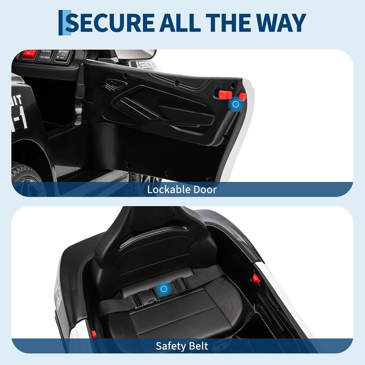 12V Police Car Ride On Car for Kids with Remote Control Emergency Alert Tones US