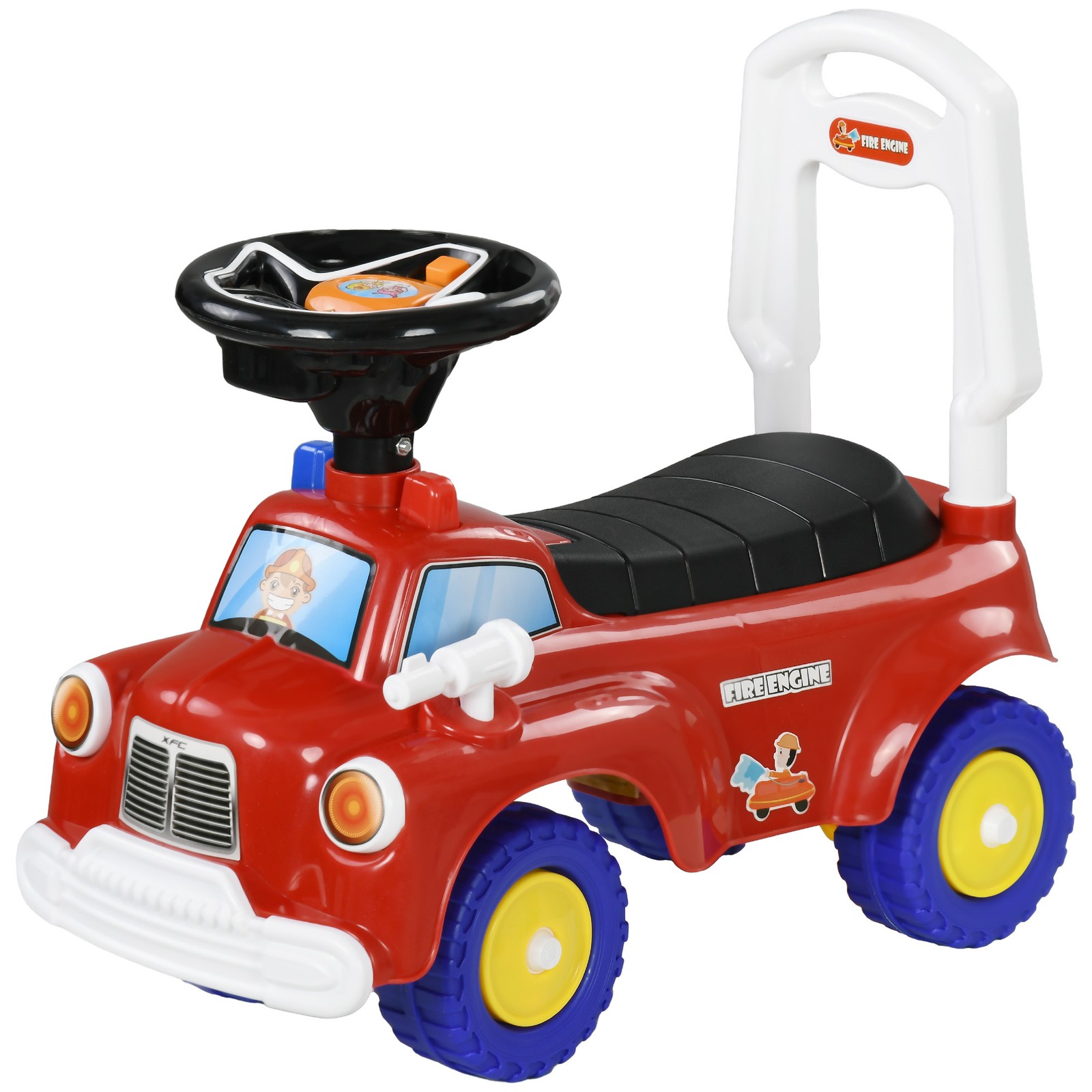 Toddler Ride On Fire Truck with Music, Horn, Under Seat Storage, Red