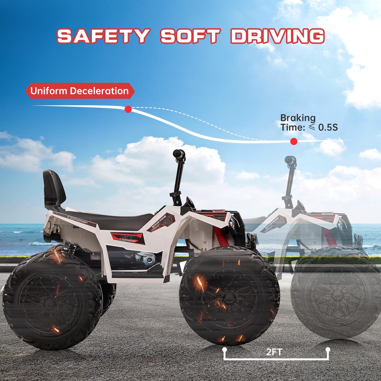 Kids ATV 24V Ride on Car 4WD Quad Electric Vehicle 4x80W 7AHx2 Battery LED Toy