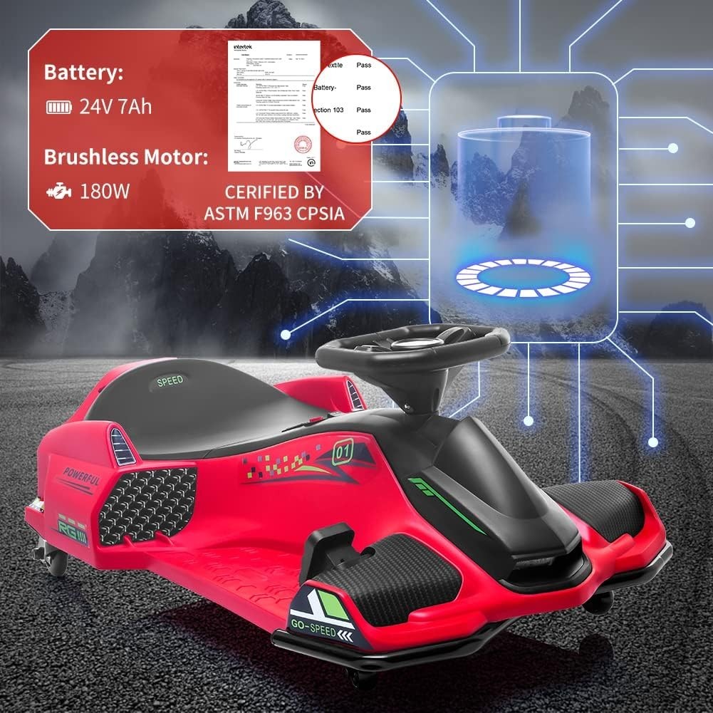 24V Electric Drift Car for Kids – Powerful RC Racing, Ages 8+,Perfect Gift, Red