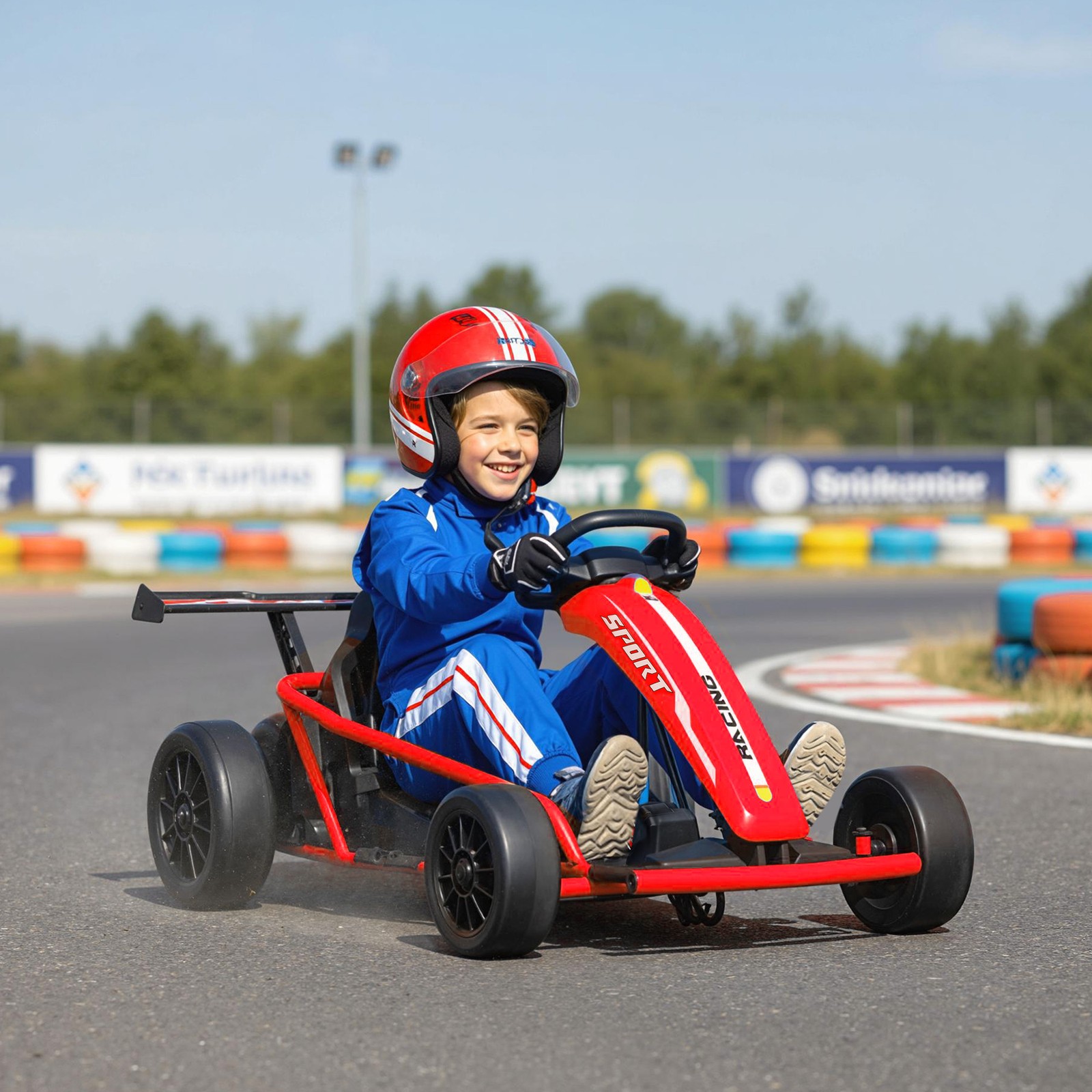 24V 8.1 MPH Electric Drift Kart for Kids with Dual Motors, Red