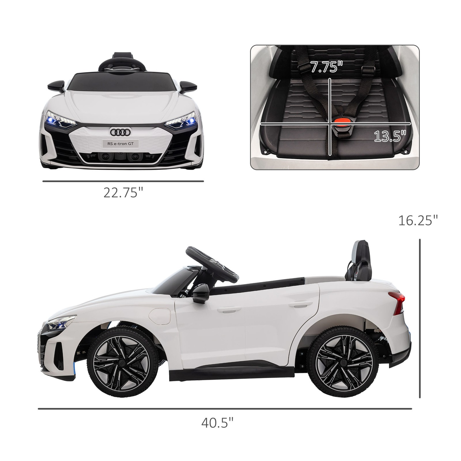 12V Kids Electric Ride On Car, Licensed Audi with Remote, White