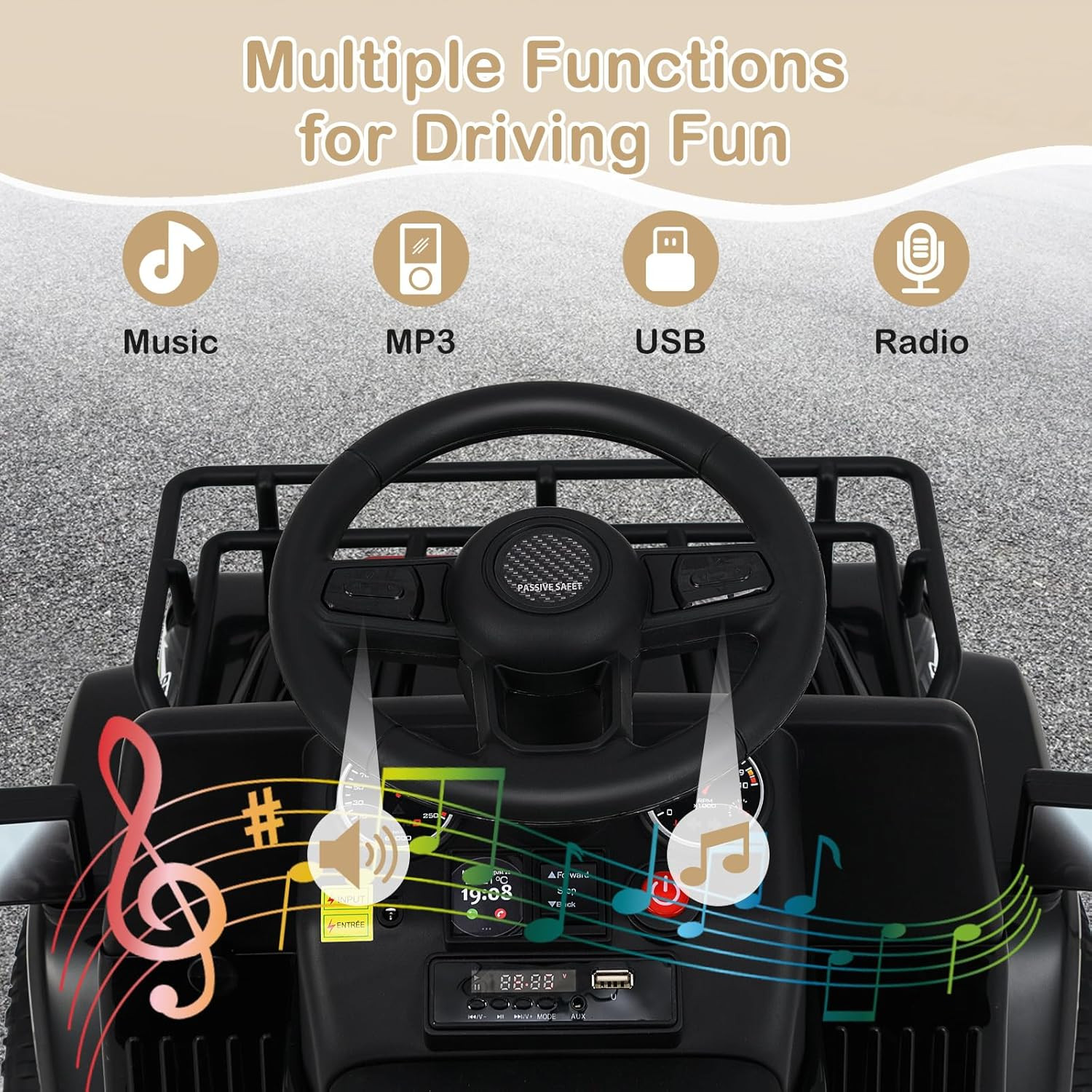 Ride on Car for Toddlers, 6V Kids Jeep Truck Electric Vehicle Battery Powered AT