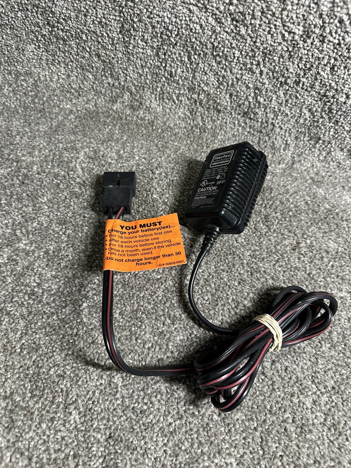 Authentic F-P POWER WHEELS 6V Ride On Car Class 2 Battery Charger (00801-1781)