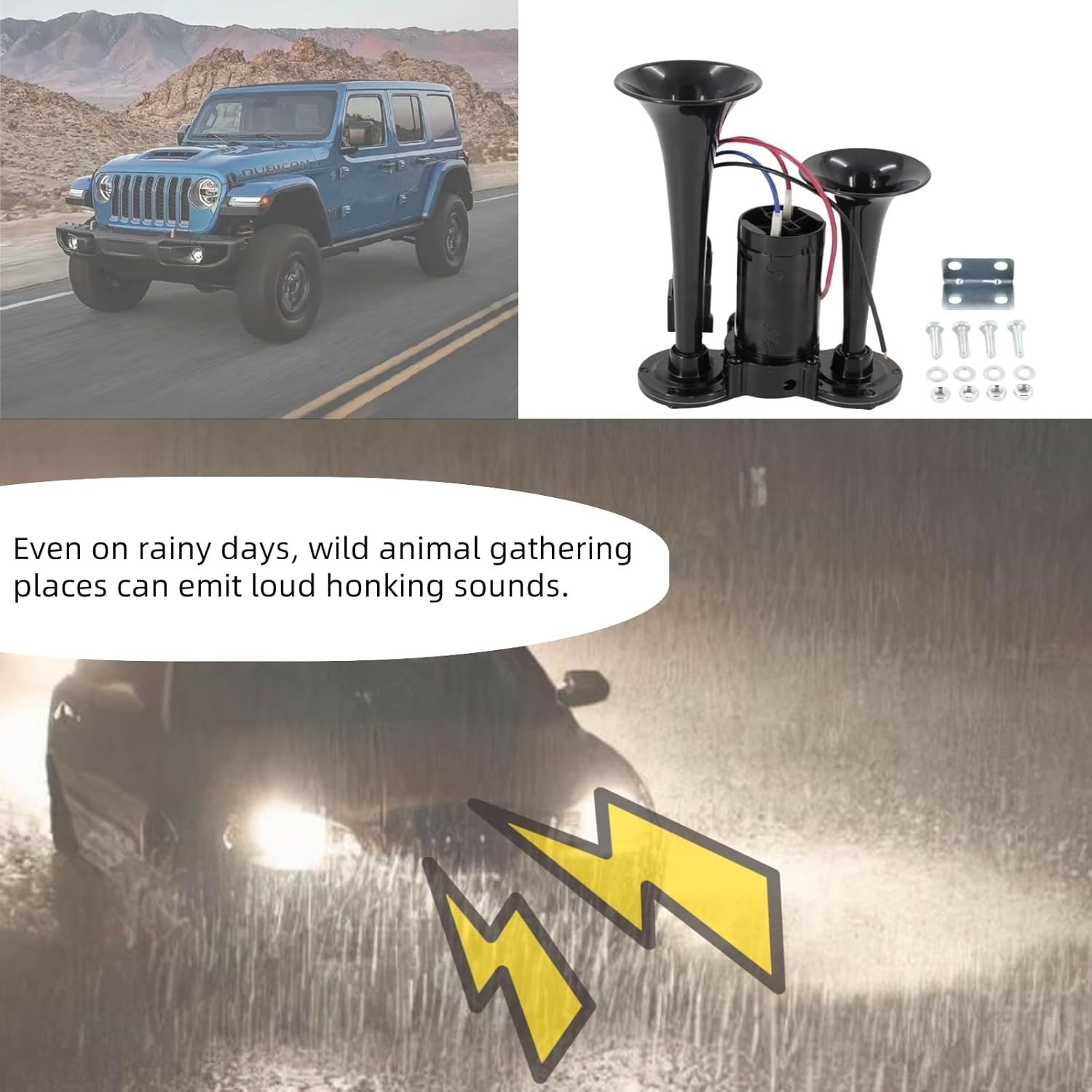 12V 600DB Upgrade Super Loud Dual Electric Black Train Horns for Trucks SUVs …
