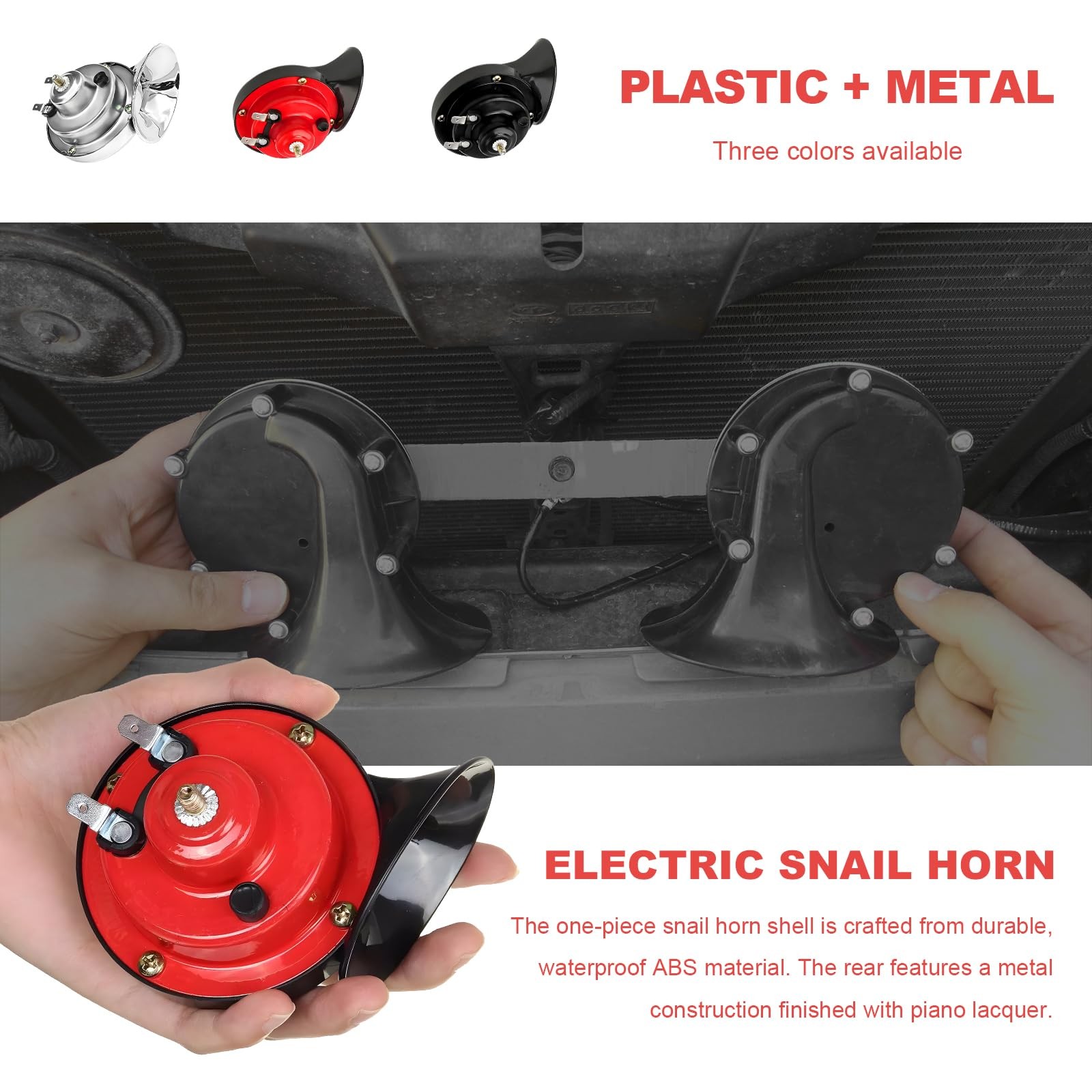 2 Pack 12V Super Loud Train Horns Vehicle Air Electric Snail Horn for Truck