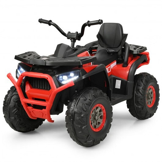 12 V Kids Electric 4-Wheeler ATV Quad with MP3 and LED Lights-Red – Color: Red