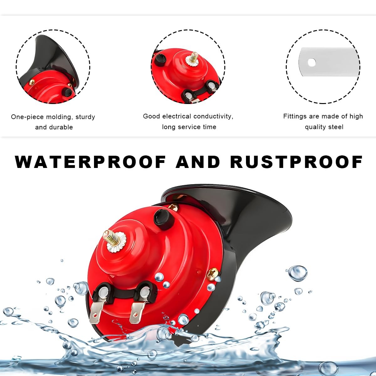 2 Pcs Super Loud Train Horns 12V Car Snail Horn for Motorcycle Truck Boat