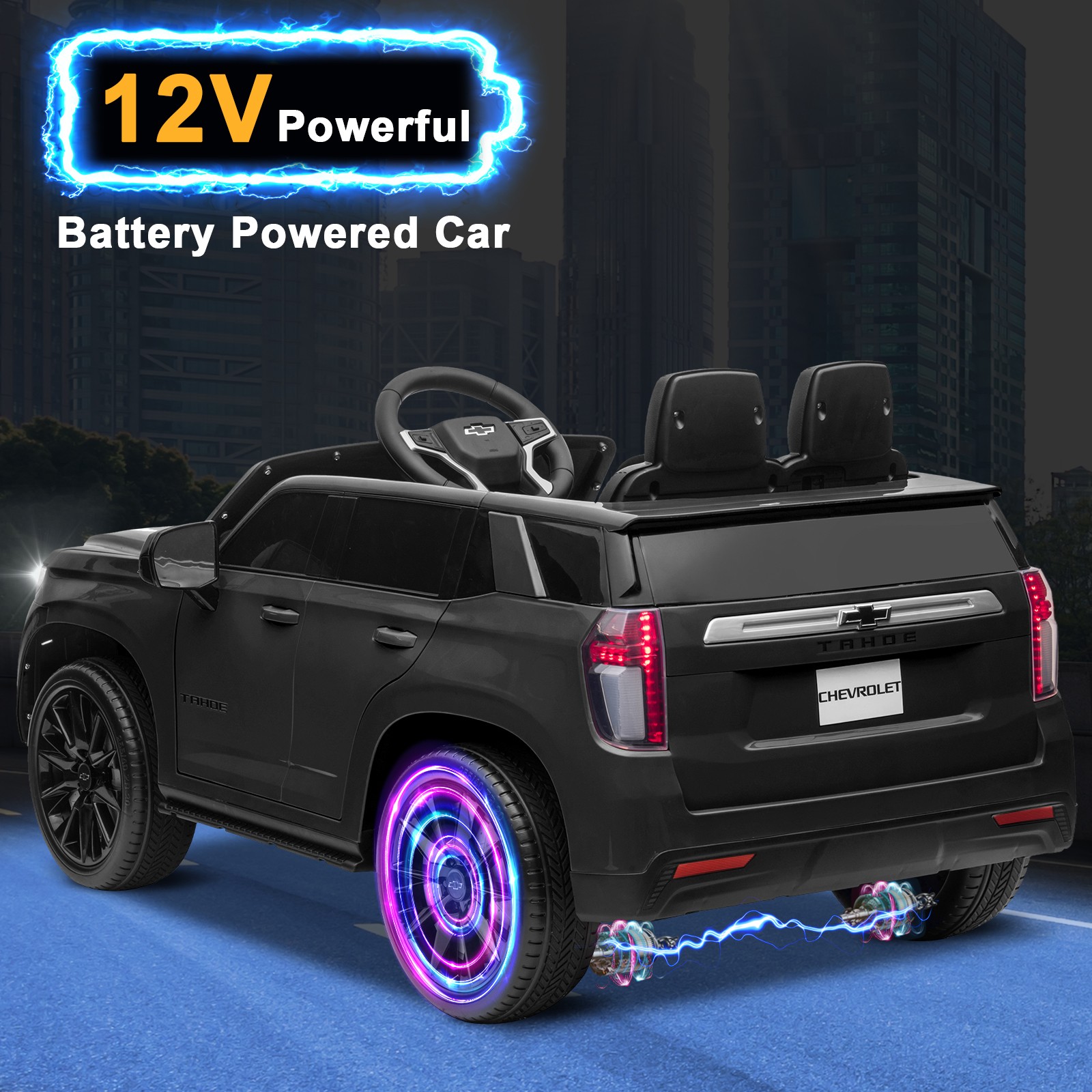 Licensed Chevrolet Tahoe Ride on Car Toys w/Parent Remote, 3 Speeds, LED Lights