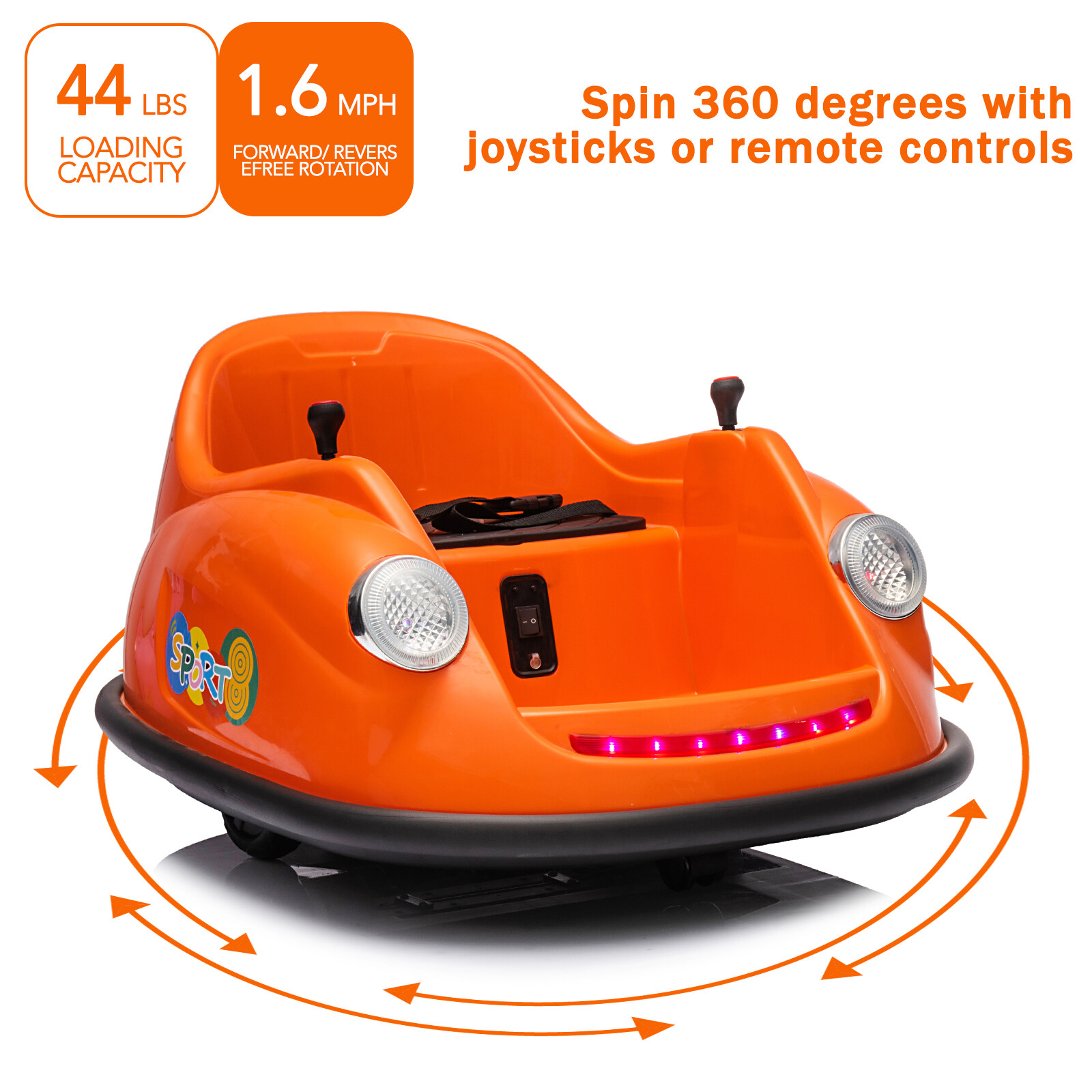 12V Kids Ride on Bumper Car 360° Spinning Electric Remote Toy w/LED Light& Music