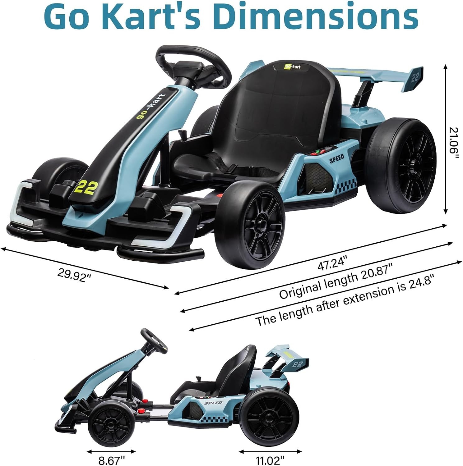 GRAVEE Go Kart for Kids 4 Wheels Pedal Ride On Toy, Ages 6-12, 110 lbs Load
