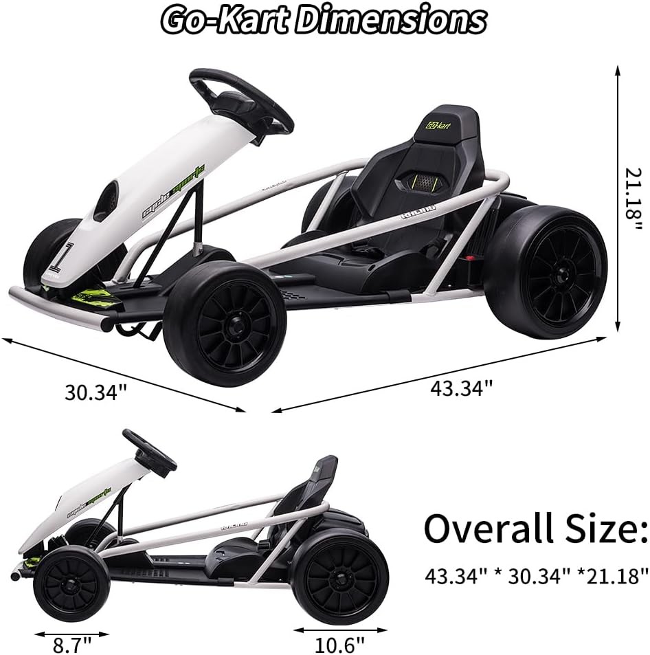 Garvee 24V Kids Go Kart,High Speed Electric Drift Kart with Music for Ages 8-12