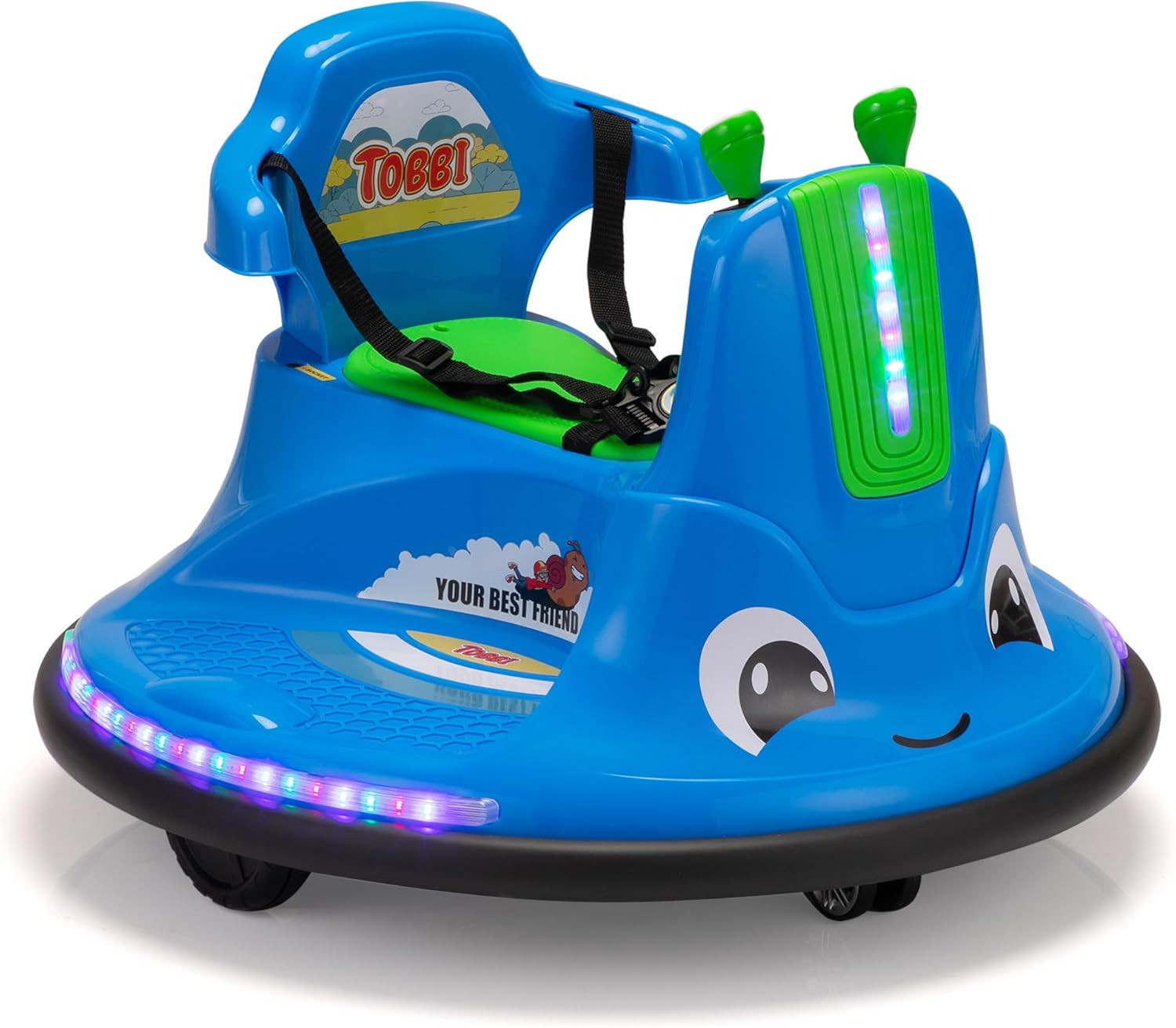 TOBBI Purple Snail Bumper Car 12V Ride-On Toy with Remote & DIY Stickers