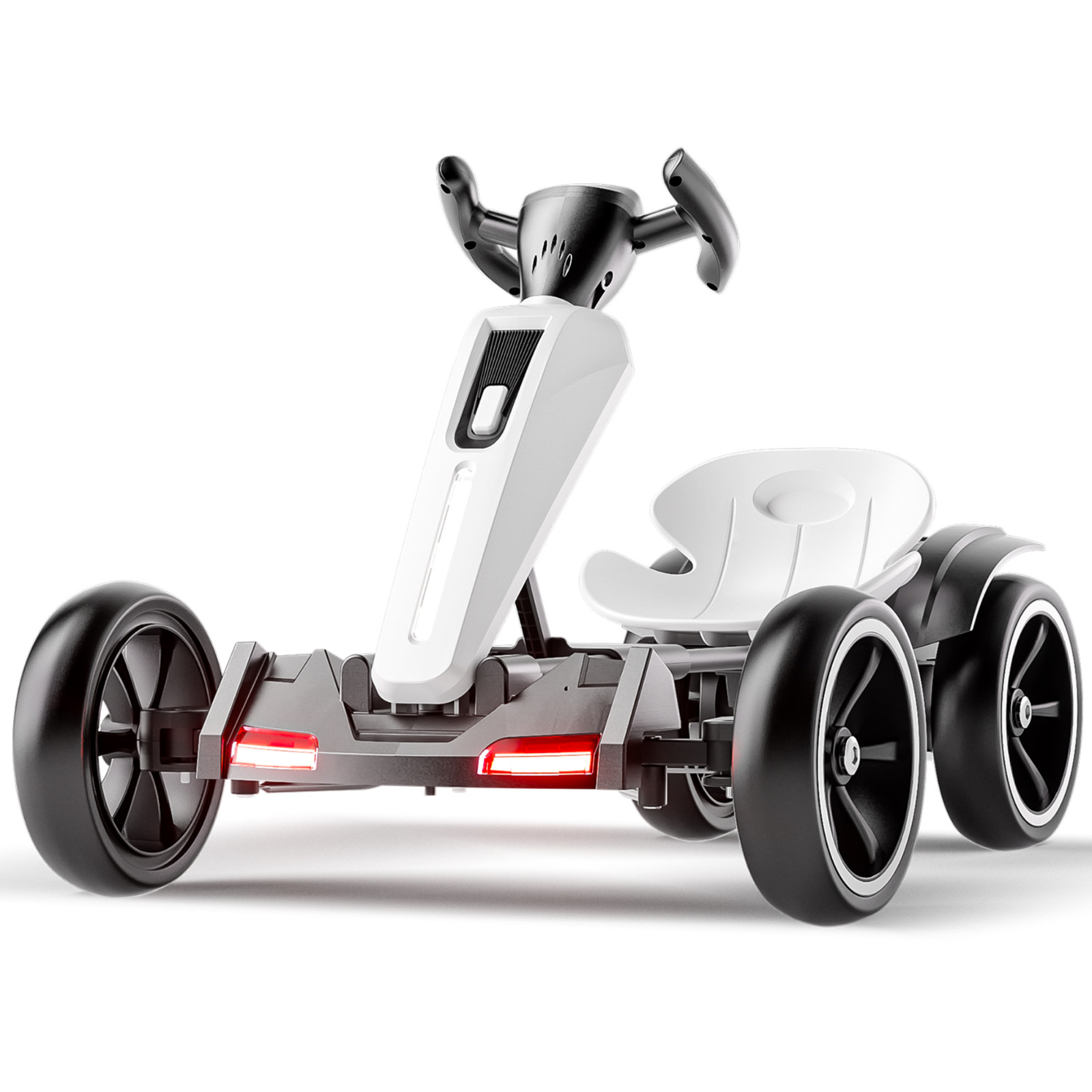 12V Electric Go Kart for Kids Drift Kart Ride on Toy with Adjustable Seat, White