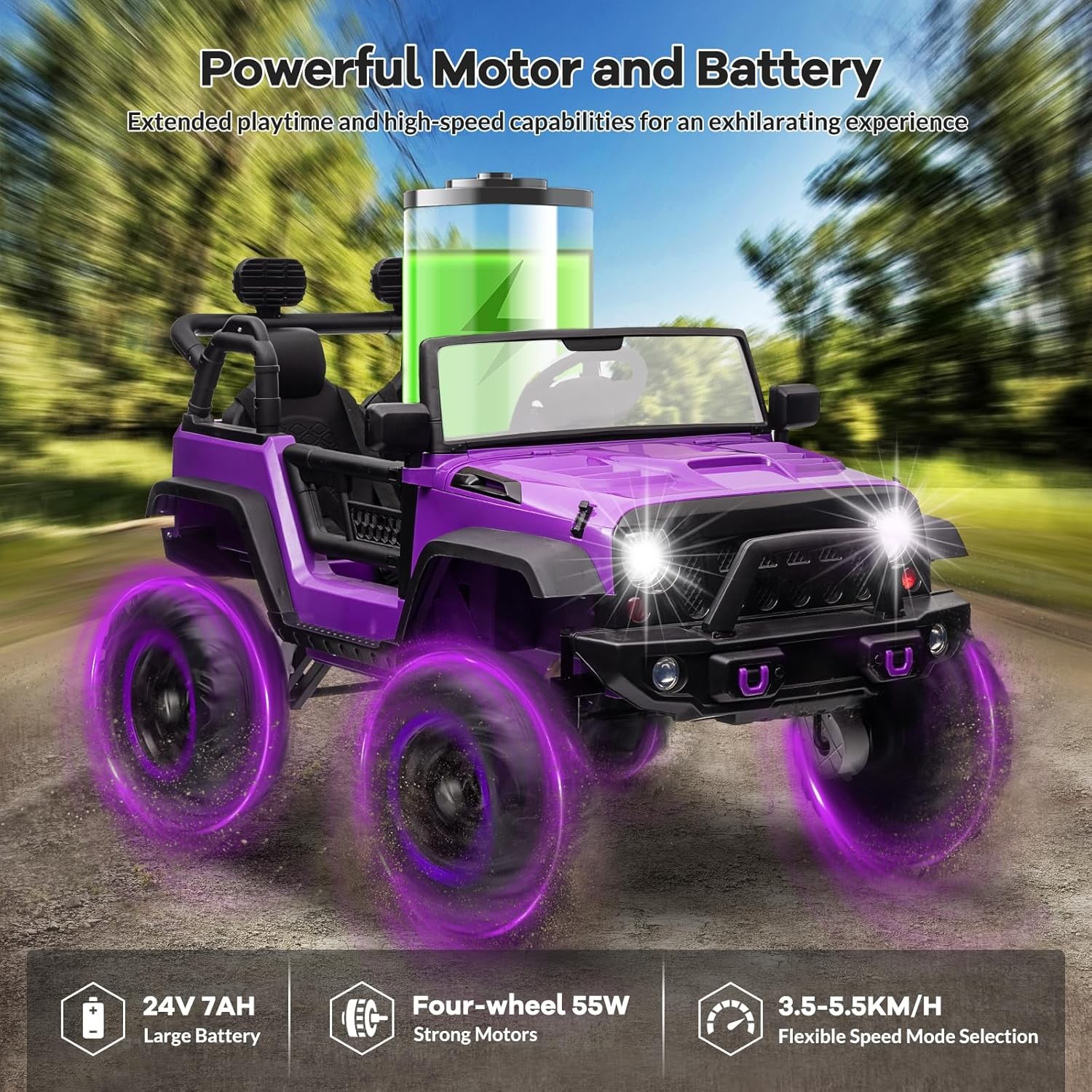 24V Electric Kids Ride On Cars with Remote Control 2 Seats Truck Toys Gifts