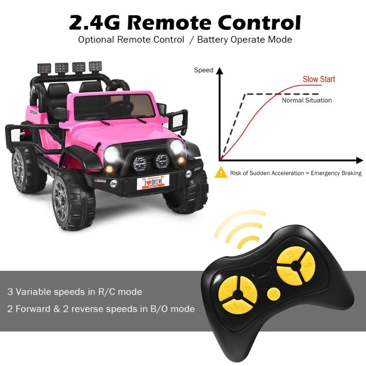 12V 2-Seater Ride on Car Truck with Remote Control and Storage Room