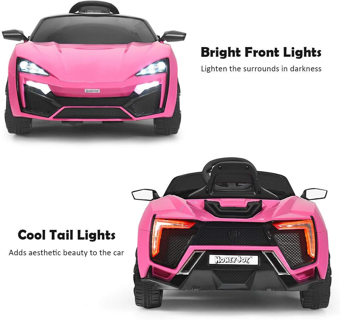 Pink Ride on Car, 12V Battery Powered Electric Vehicle W/Remote Control,3 Speeds