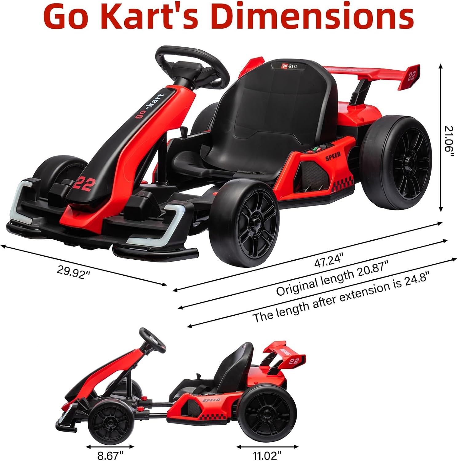4 Wheel Kids Go Kart Pedal Ride On Car Ages 6-12 110 Lbs Capacity Outdoor Toy