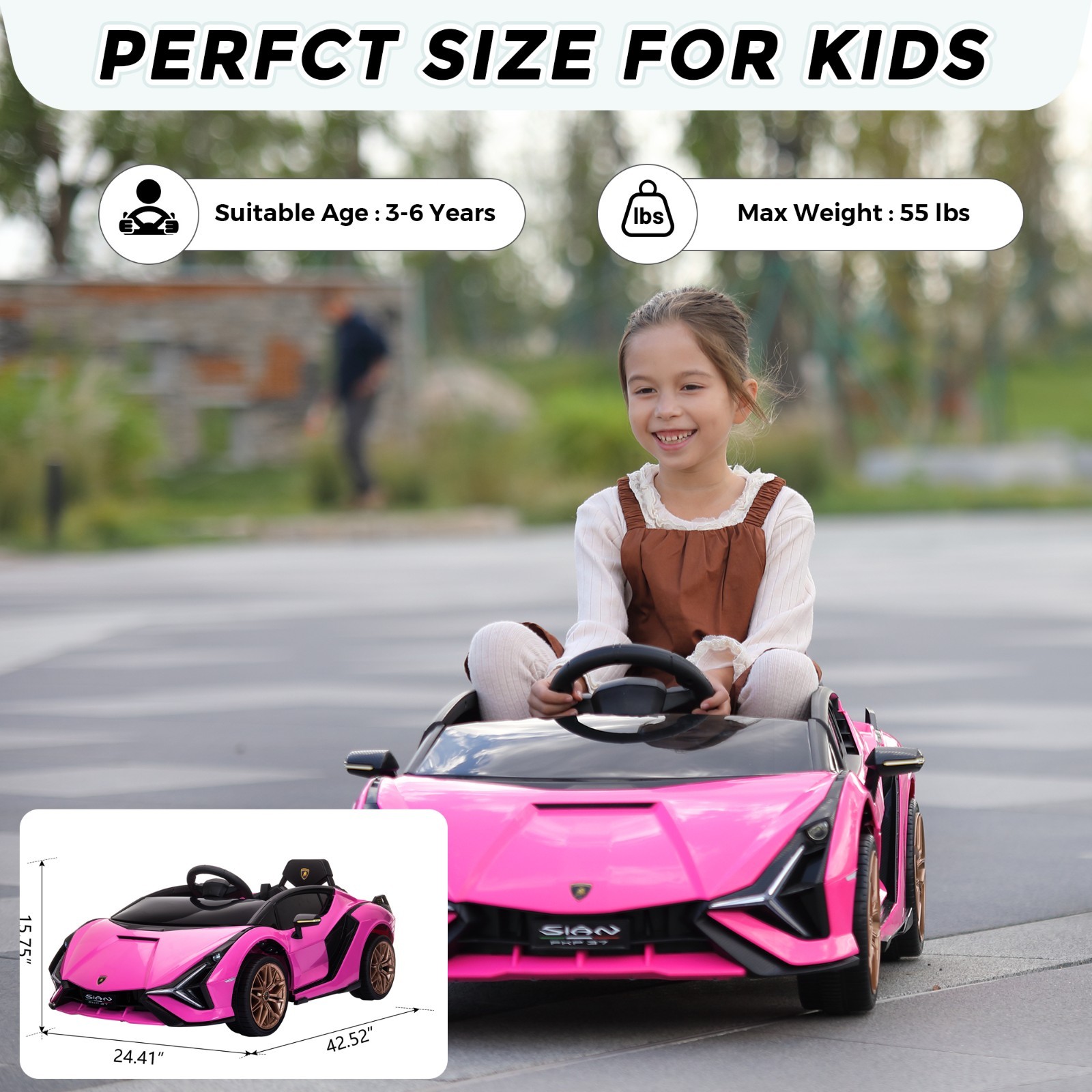 12V Kids Ride On Car, Lamborghini SIAN Electric Car for Kids w/Remote Control