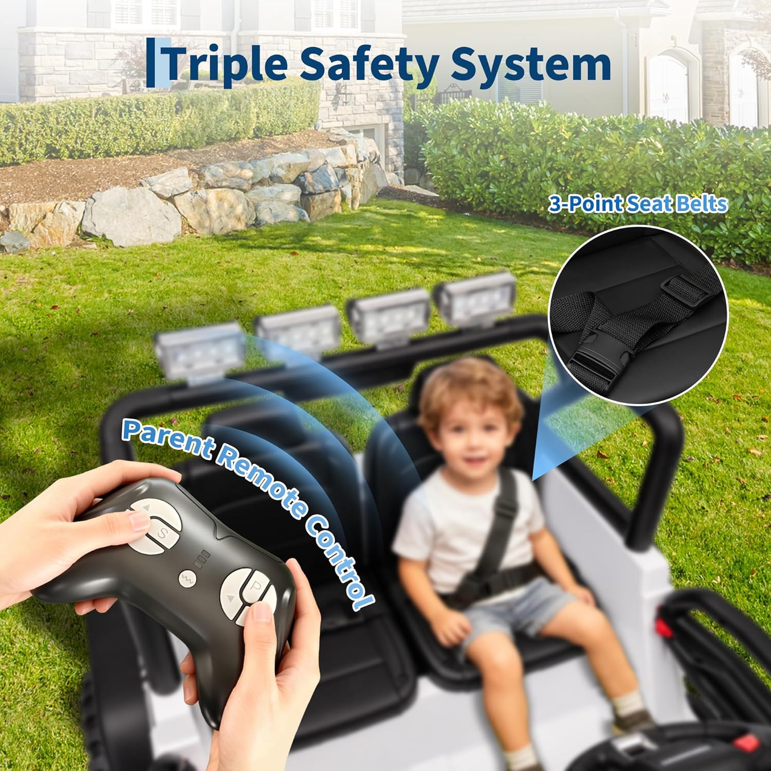 24V 2 Seater Kids Electric Truck with Parent Remote Control, 4WD Ride on Car for