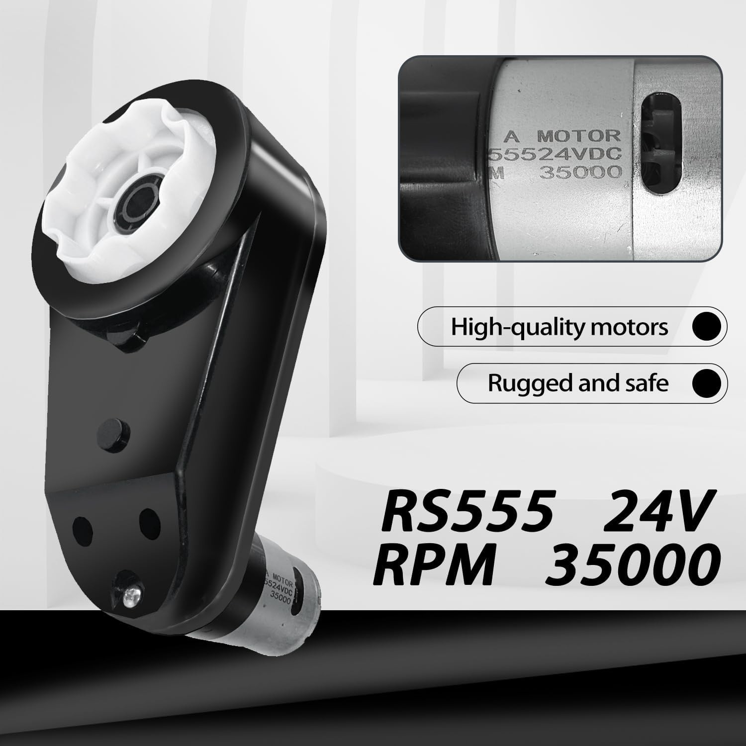 2PCS 24V RS555 High-Speed Motor Gearbox for Power Wheels – Enhances Performance