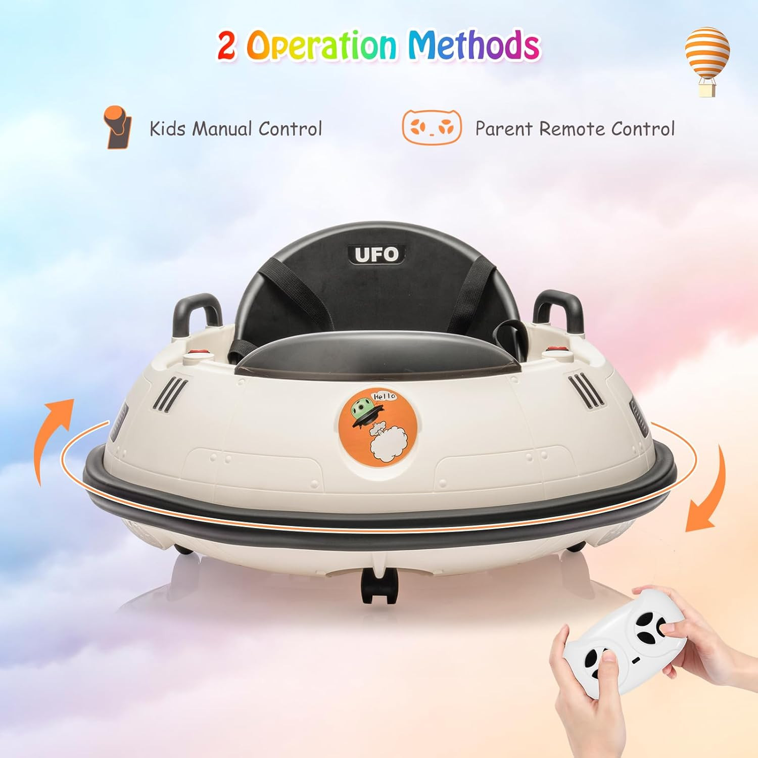 Ride on Bumper Car, 12V Electric Toddlers Car with Remote Control, Safety Belt,