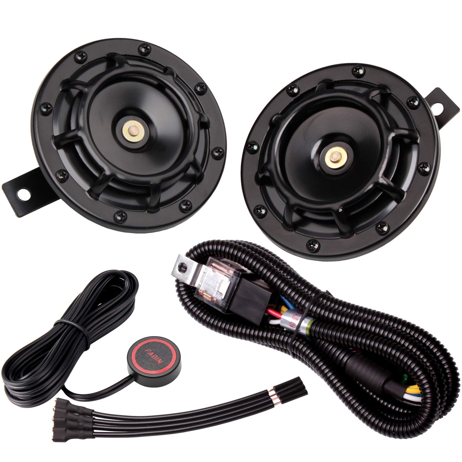 Waterproof Car Loud Super Tone 12V High Low Metal Twin Horns Protective Grill