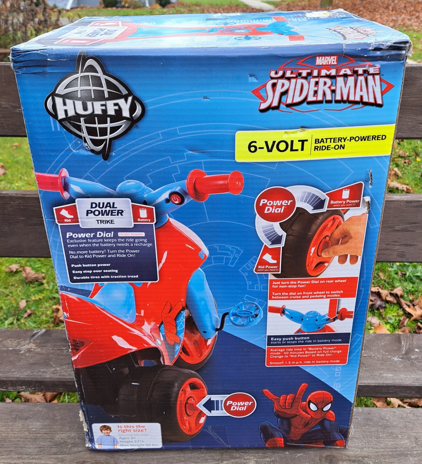 Spider-Man Marvel Huffy 6 Volts Battery Ride On, New In Box! Spiderman