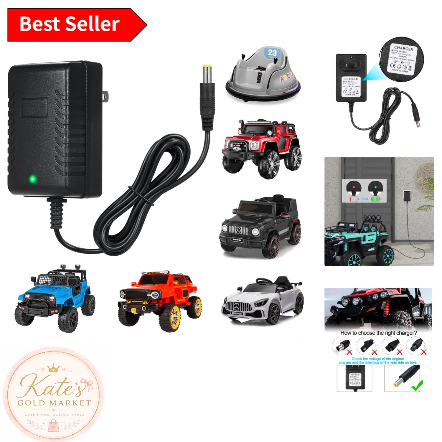 Children’s 12V Ride On Car Charger – Fast Charging with Safety Features Included