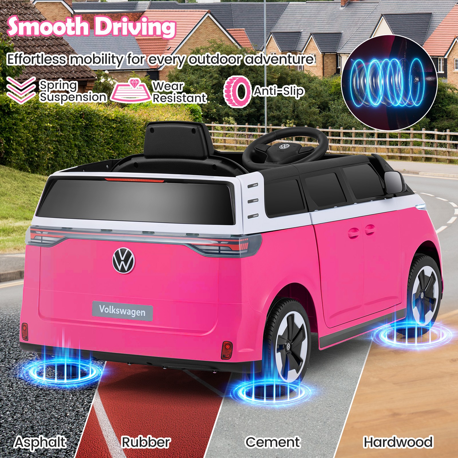 Licensed Volkswagen Ride on Car, 12V Kids Car Bus with Music, Story, Soft Start