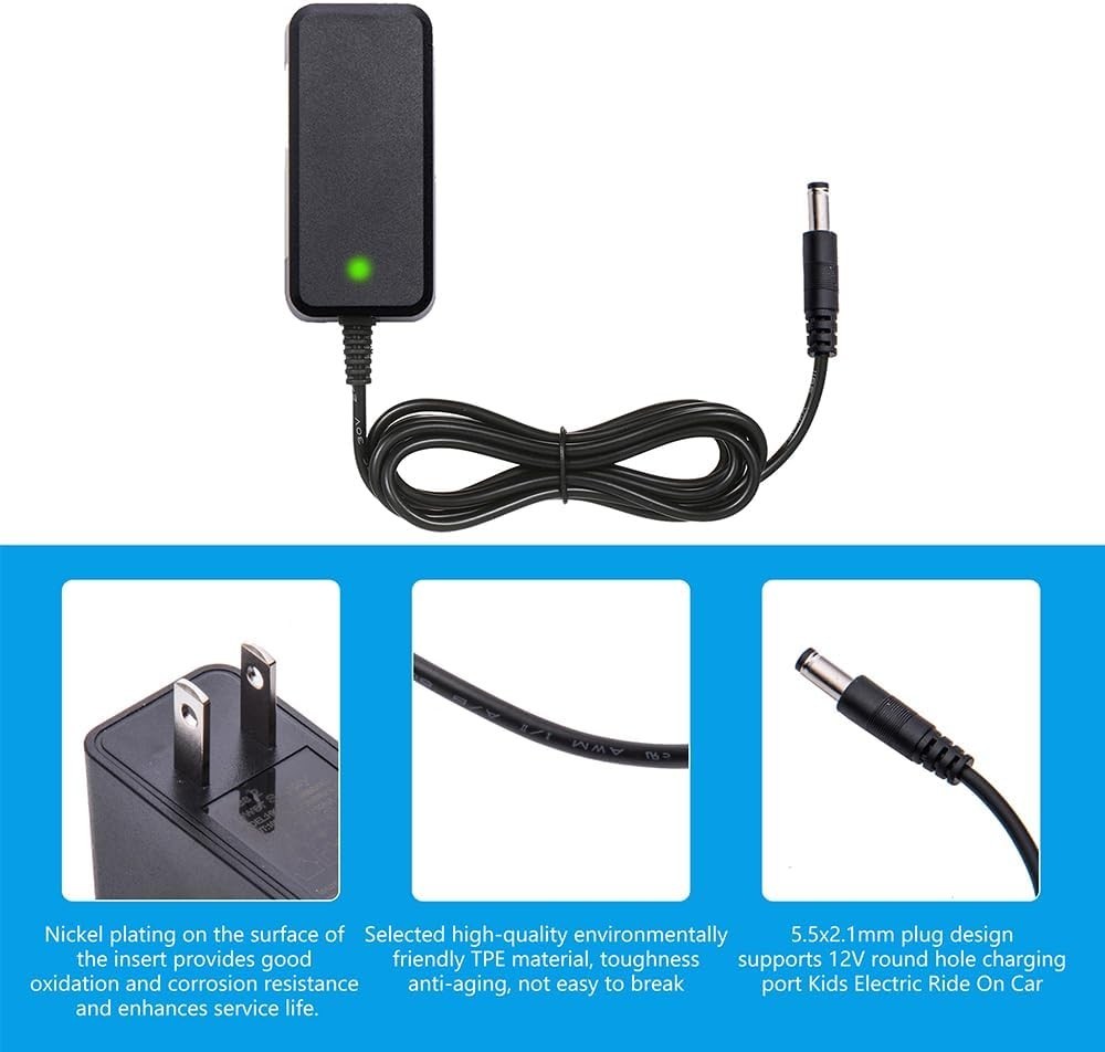 12V Battery Charger for Ride on Toys Car, Universal 12 Volt Battery Charger Clas