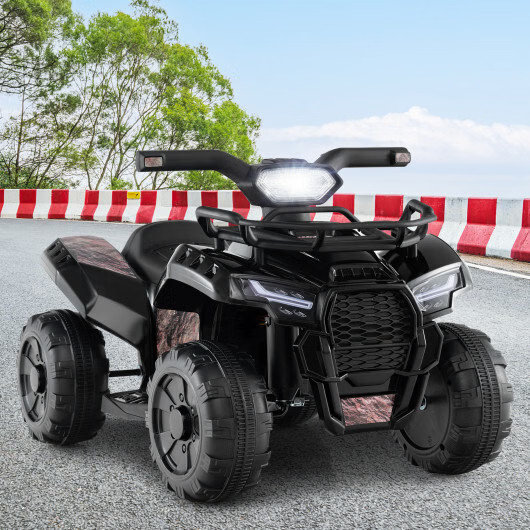 6V Kids ATV Quad Electric Ride On Car with LED Light and MP3-Solid Black – Color